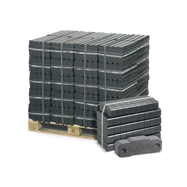 Rekord Braunkohlebriketts – 1000 kg Palette (40 × 25 kg Gebinde) – Lang brennende Ofen- und Kaminbriketts